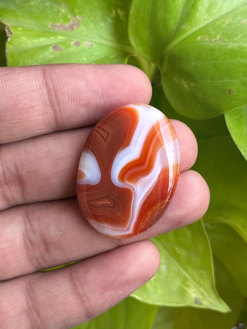 Natural Orange banded Agate Oval Shape Cabochons, Handmade Loose Gemstone, Semi Precious Gemstone For Sale. 48cts36x26x7mm image 6