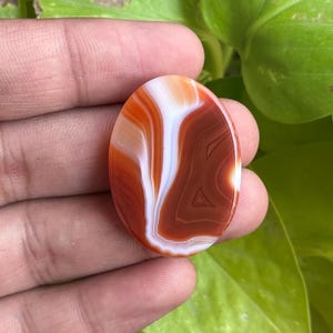 Natural Orange banded Agate Oval Shape Cabochons, Handmade Loose Gemstone, Semi Precious Gemstone For Sale. 48cts36x26x7mm image 10