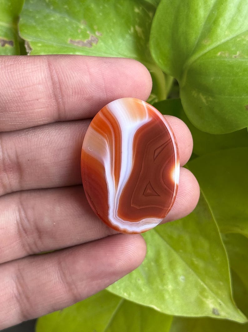 Natural Orange banded Agate Oval Shape Cabochons, Handmade Loose Gemstone, Semi Precious Gemstone For Sale. 48cts36x26x7mm image 10