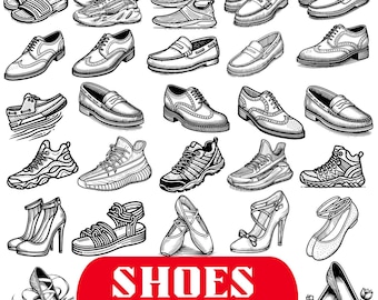 Hand Drawn Shoe Clipart, 100+ Fashion Illustrations (PNG SVG Bundle)