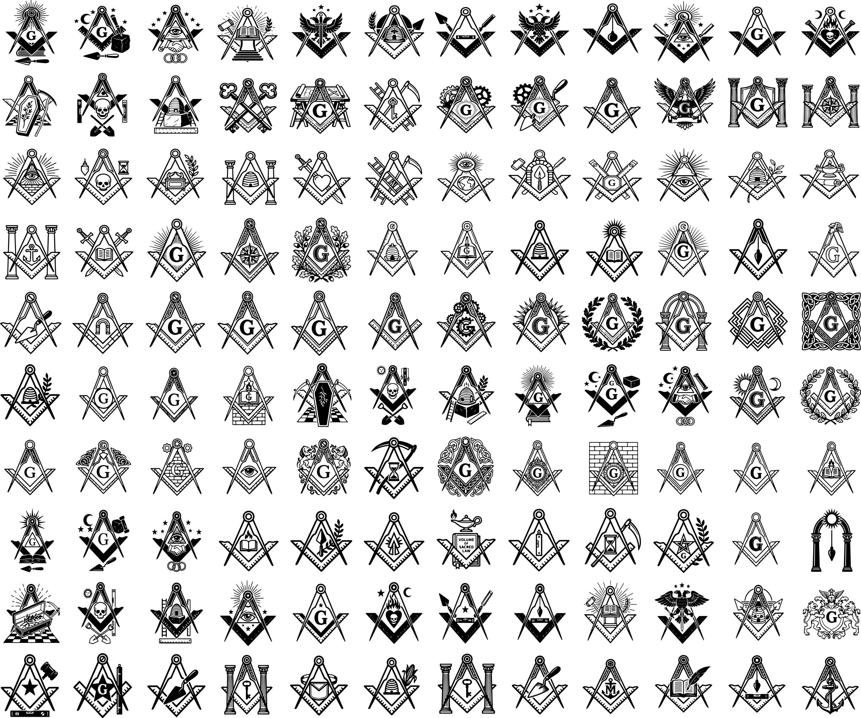 Masonic Symbol Bundle SVG PNG EPS | Freemason Square Compass Icons ...