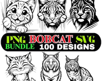 Paquete de SVG y PNG de lince rojo / 100 diseños de felinos salvajes (descarga digital)