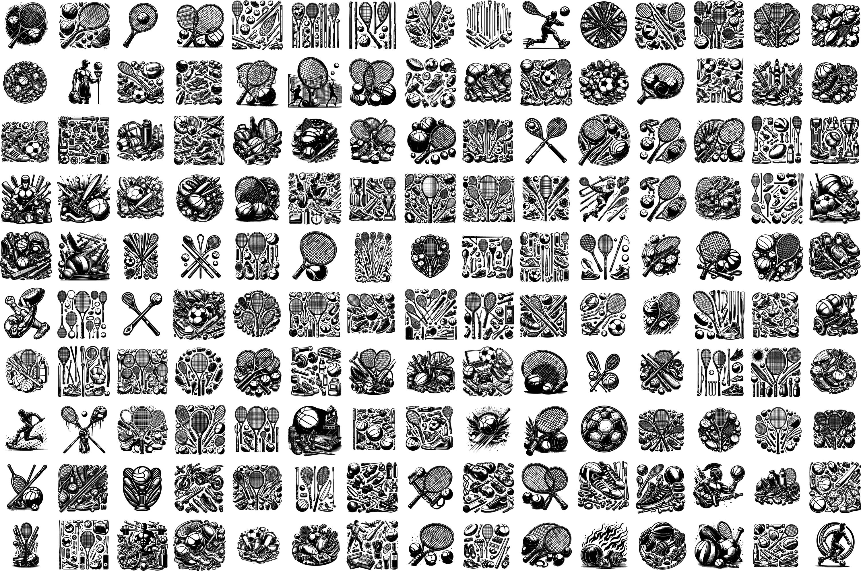 Equitment Svg Color Sports Equipment SVG PNG Clipart Bundle, 100+ Illustrations (digital ...