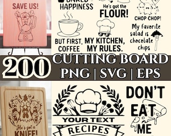 Funny Kitchen Cutting Board Designs | 200 Laser Engraving Quotes (SVG PNG EPS)