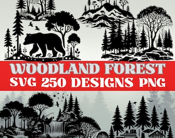 Woodland Forest SVG Bundle, 250 Mountain Nature Designs (PNG)