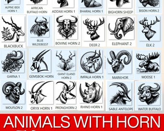 Gehörnte Tiere SVG Bundle, Wild Clipart, Cricut, Sublimation (54 Designs)