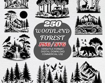 Woodland Forest SVG Bundle, Mountain Nature Designs (PNG)