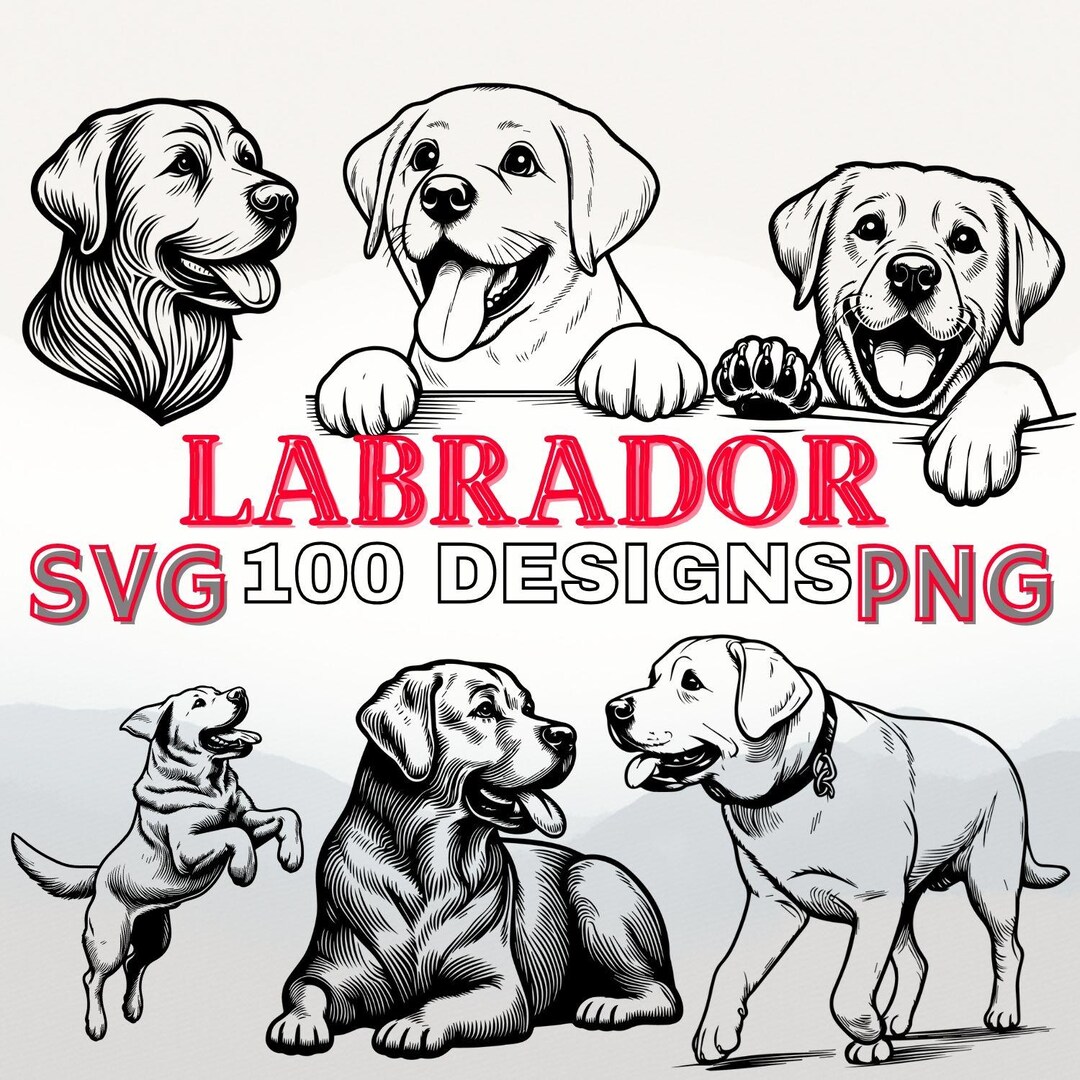 Labrador Dog SVG Bundle | 100 Silhouette Illustrations (PNG) - Etsy
