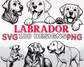 Labrador Dog SVG Bundle | 100 Silhouette Illustrations (PNG)