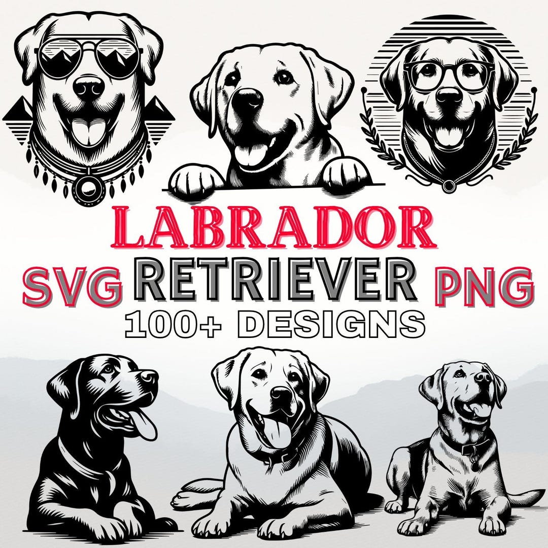 Labrador Retriever SVG PNG Bundle | 100+ Dog Silhouette Clipart - Etsy