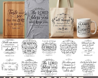 Paquete de 116 versículos bíblicos en formato SVG, Escrituras cristianas en formato PNG y EPS (Descarga digital)