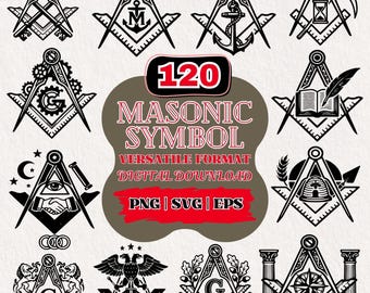 Masonic Symbol Bundle SVG PNG EPS | Freemason Square Compass Icons | Esoteric Lodge Emblems | Cricut Cut Files Digital Download
