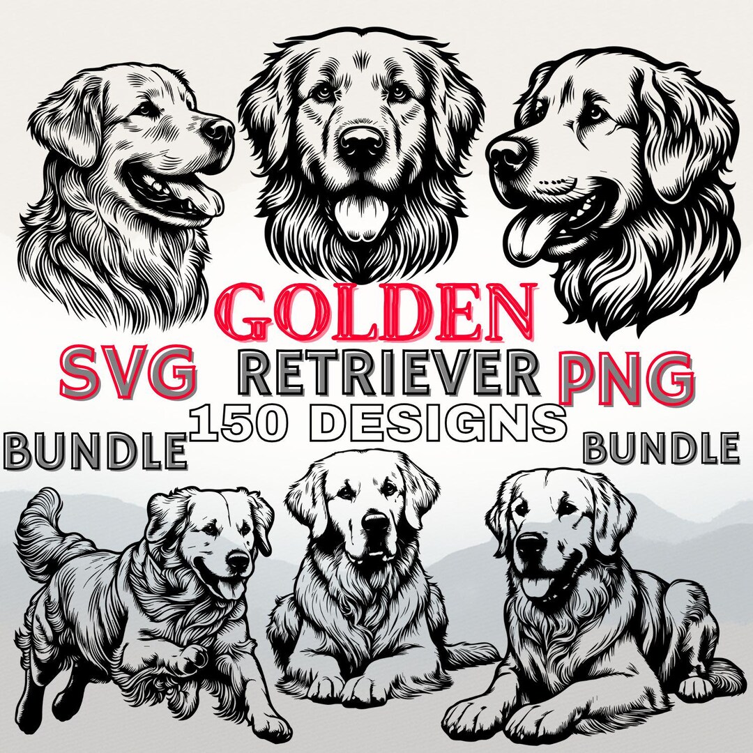 Golden Retriever SVG PNG Bundle | 150 Dog Silhouette Designs - Etsy