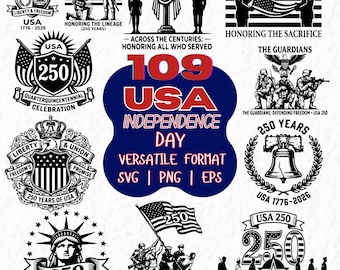 USA 250th Independence Day Bundle, Patriotic Vector Files (svg, png, eps)