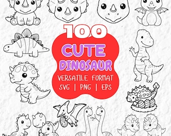 Dinosaur Line Art SVG, PNG, EPS (Digital Download, 100 Designs