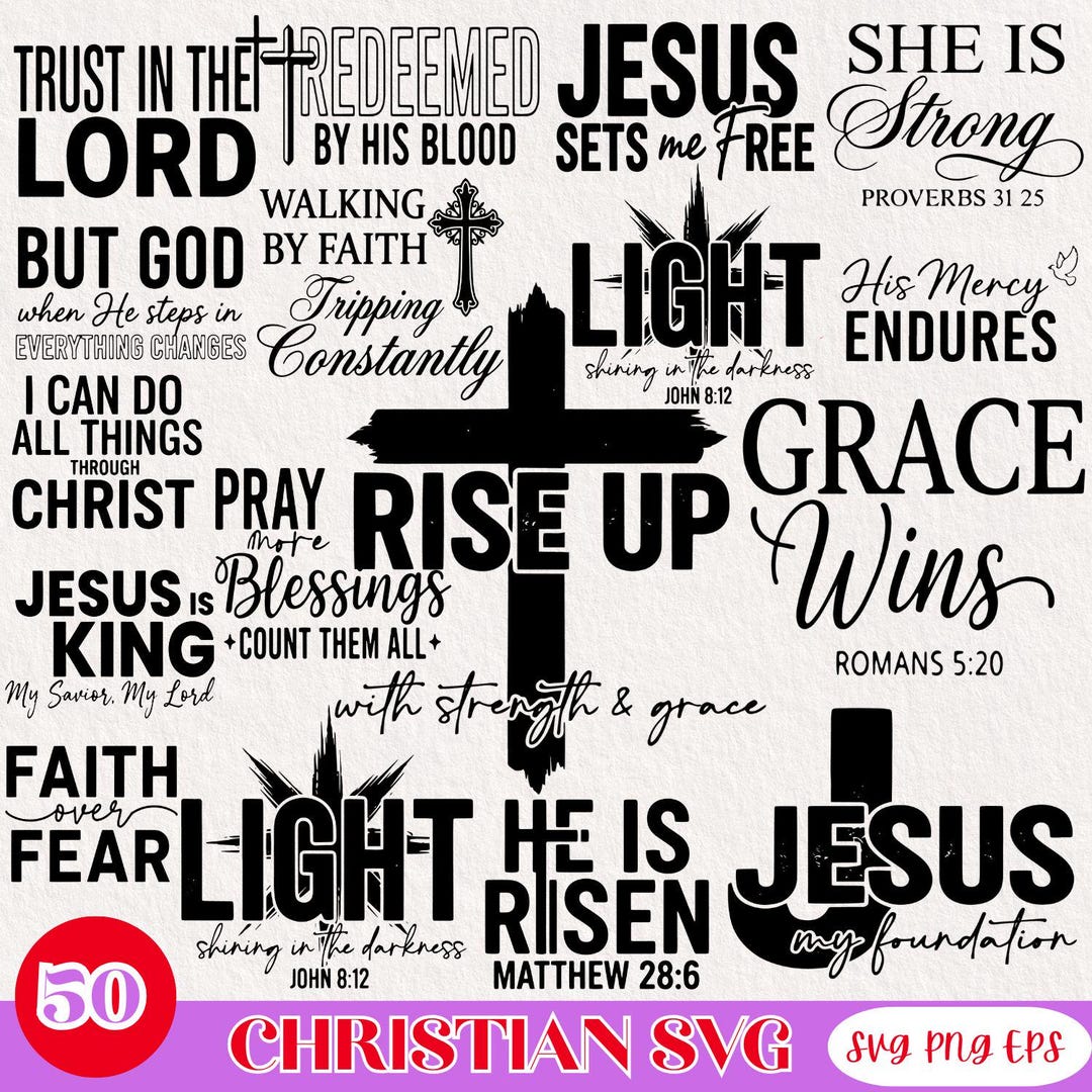50 Christian SVG Bundle With Cross Jesus Quotes Faith Bible Verses ...