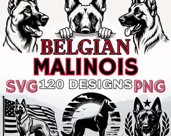 Belgian Malinois SVG Bundle | 120 Dog Vector Graphics (PNG)