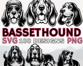 Basset Hound Dog SVG  PNG Bundle of 100 Designs • Cricut Crafts, Stickers & Sublimation Art