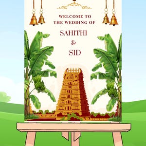 South Indian Wedding Welcome Sign: Customizable Kalyanam Template (Digital Download)