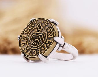 Anillo de centavo del Rey Olaf - Anillo Anlaf CVNVNC - Joyería del Rey de Dublín - Anillo de moneda vikinga - Anillo de centavo de cuervo - Anillo de Guthfrithsson - Regalo para ella