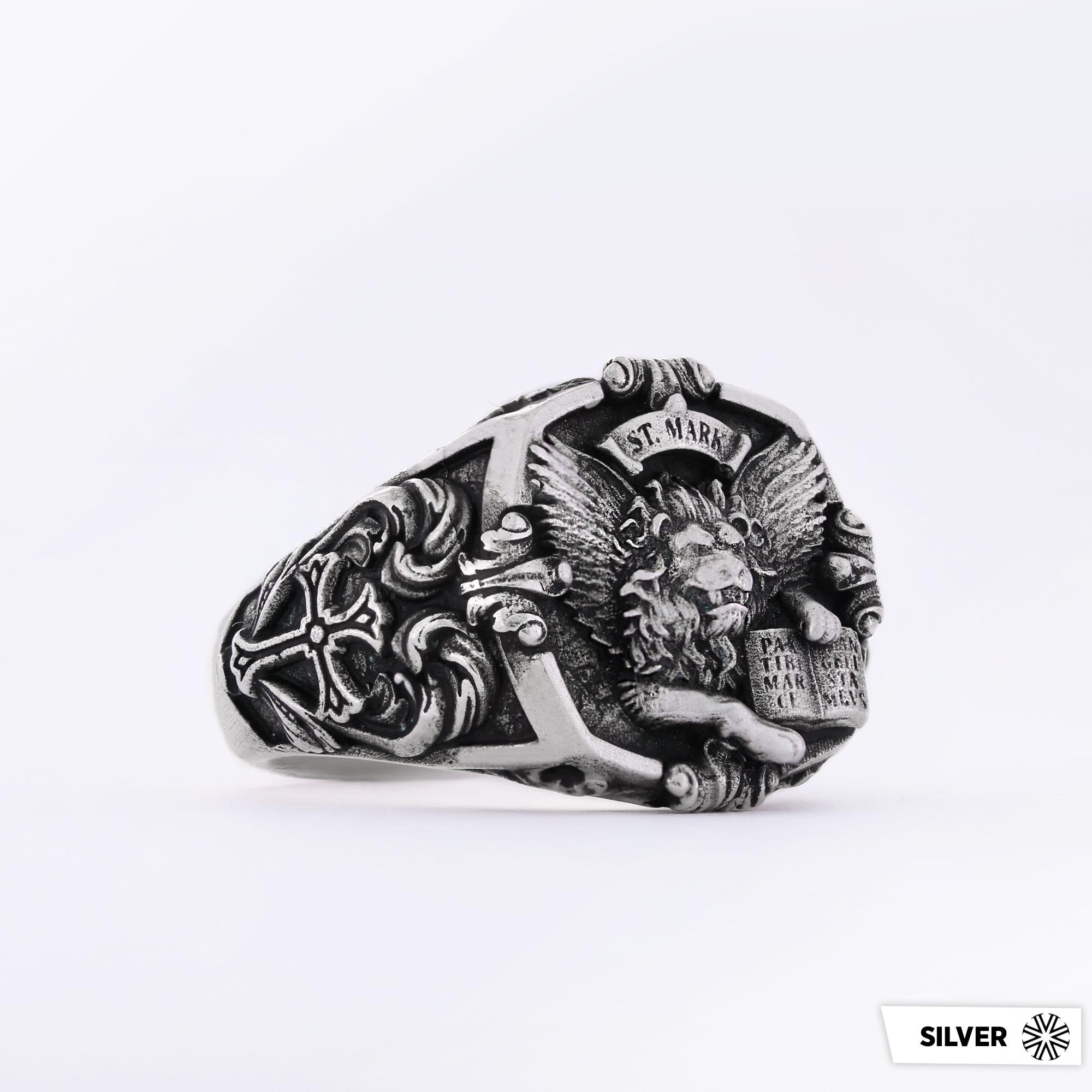 St. Mark Lion Ring - Lion Signet Ring - Medieval Christian Jewellery ...