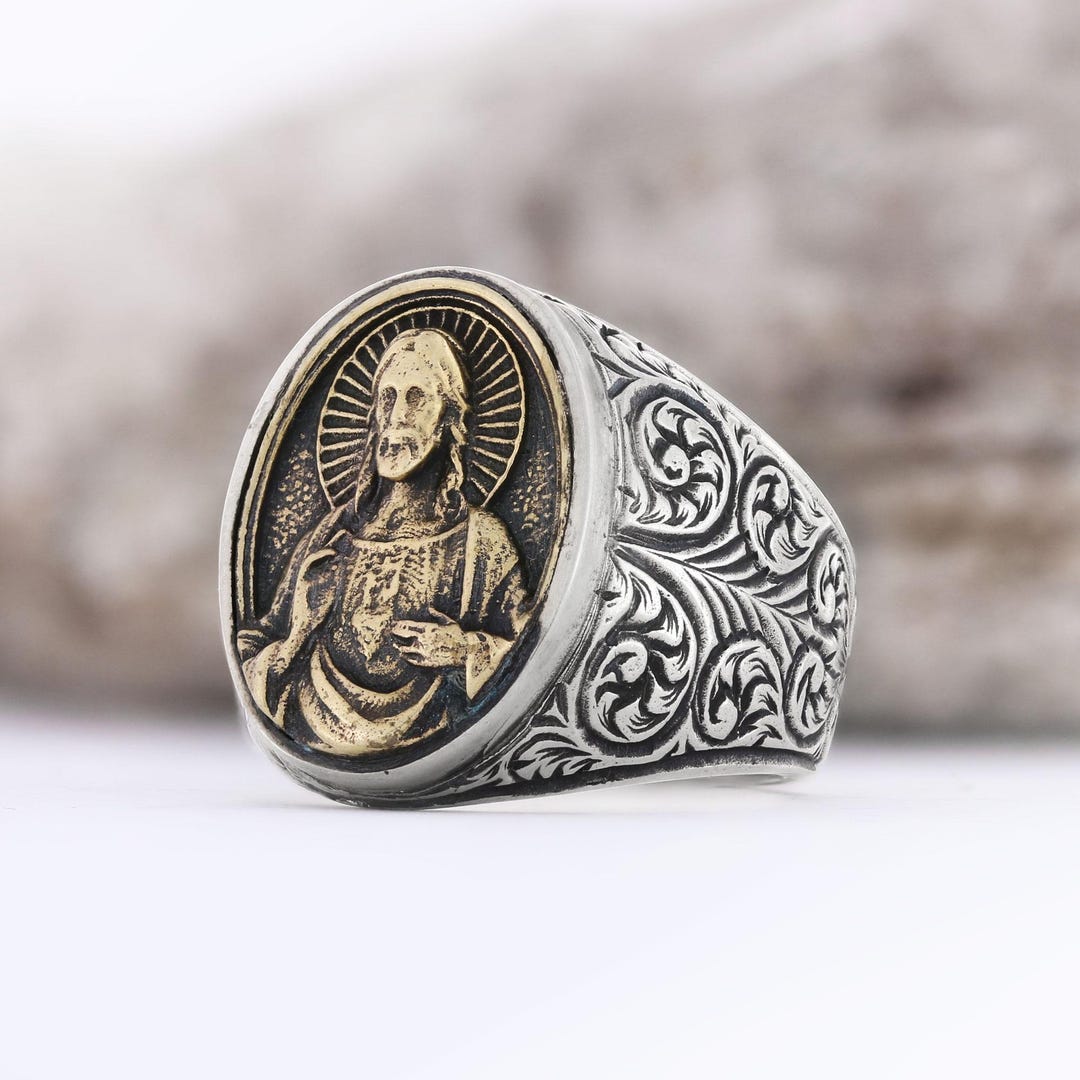 Handcrafted Jesus Christ Signet Ring - Religious Ring for Christian ...