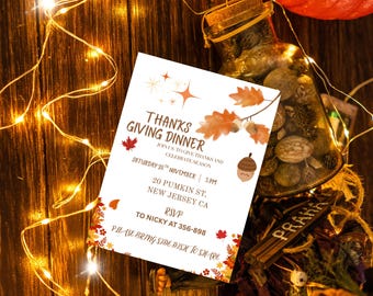 Thanksgiving Dinner Invitation, Editable Template (PDF)