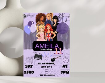 90s Girl Group Digital Invitation | Retro Pop Party Invite | Pink Y2K Birthday Invitation | 90s Themed Editable Evite | Digital Download