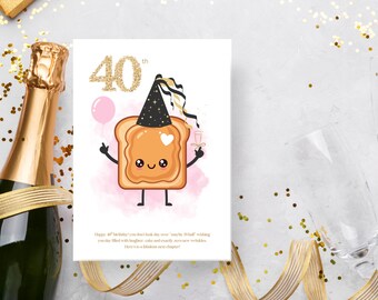 40th Birthday Card, Invite, Digital Download, Happy Birthday Toast, template, Celebration, happy birthday card, celebration card.