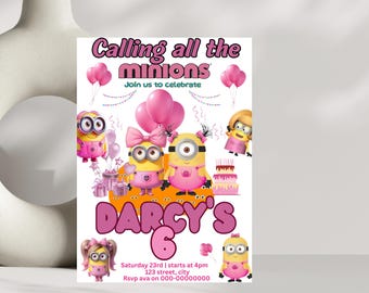 Minions & Monsters Birthday Invitation Editable Canva Template, Monster Birthday Invite, Kids Birthday Party Invitation, Digital Download.