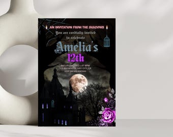 Gothic Birthday Digital Invitation, Gothic Birthday Party Invite, Dark Birthday Invitation, Editable Digital Invite, Printable Birthday.