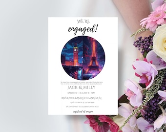 We’re Engaged Photo Announcement Template | Editable Canva Engagement Card | Modern Digital Download