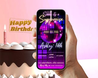 Animated Disco Birthday Invitation Template Editable Mobile Video Invite |Disco Ball Party Invitation | Digital Download  | Instant Download