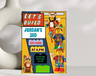 Building blocks Birthday Invitation, Digital Party Invite, Editable Digital Birthday Invitation,  Party Invitation,  Printable Invite