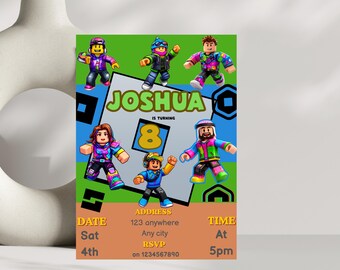 Roblox Birthday Invitation, Roblox Party Invite, Editable Digital Birthday Invitation, Roblox Themed Party, Kids Birthday Invite, Printable
