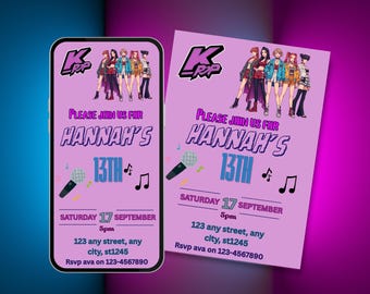 K-Pop Birthday Invitation Template | Editable Canva Invite | Korean Pop Party Printable | Digital Download