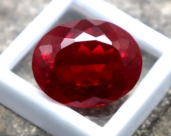 AAA Flawless Burma Red Ruby Oval Cut Faceted 31CT Blood Red Ruby Gemstone Loose Untreated Ruby Certified Ruby For Wedding Gift