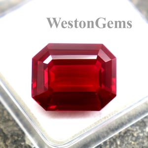 Rubí rojo natural de alta calidad, talla esmeralda, facetado, procedente de Birmania, 24 quilates, certificado. Piedra preciosa suelta para la elaboración de joyas. Regalo ideal para compromiso.