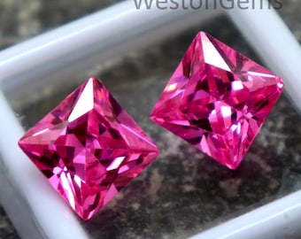 Coppia di zirconi rosa chiaro Natura da 12,4 carati, zirconi originali sfaccettati, zirconi di forma quadrata, zirconi non trattati, zirconi certificati per gioielli.