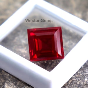 AAA Flawless Natural Rich Red Ruby Loose Gemstone 10.4Carats  Faceted Princess Cut Certified Ruby Gemstone Premium Jewelry Making Gemstone
