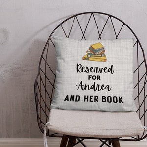 Personalized Basic Pillow Reserved For YOUR NAME And Her His Book Graphic Pillow For Book Lover Reader Gift