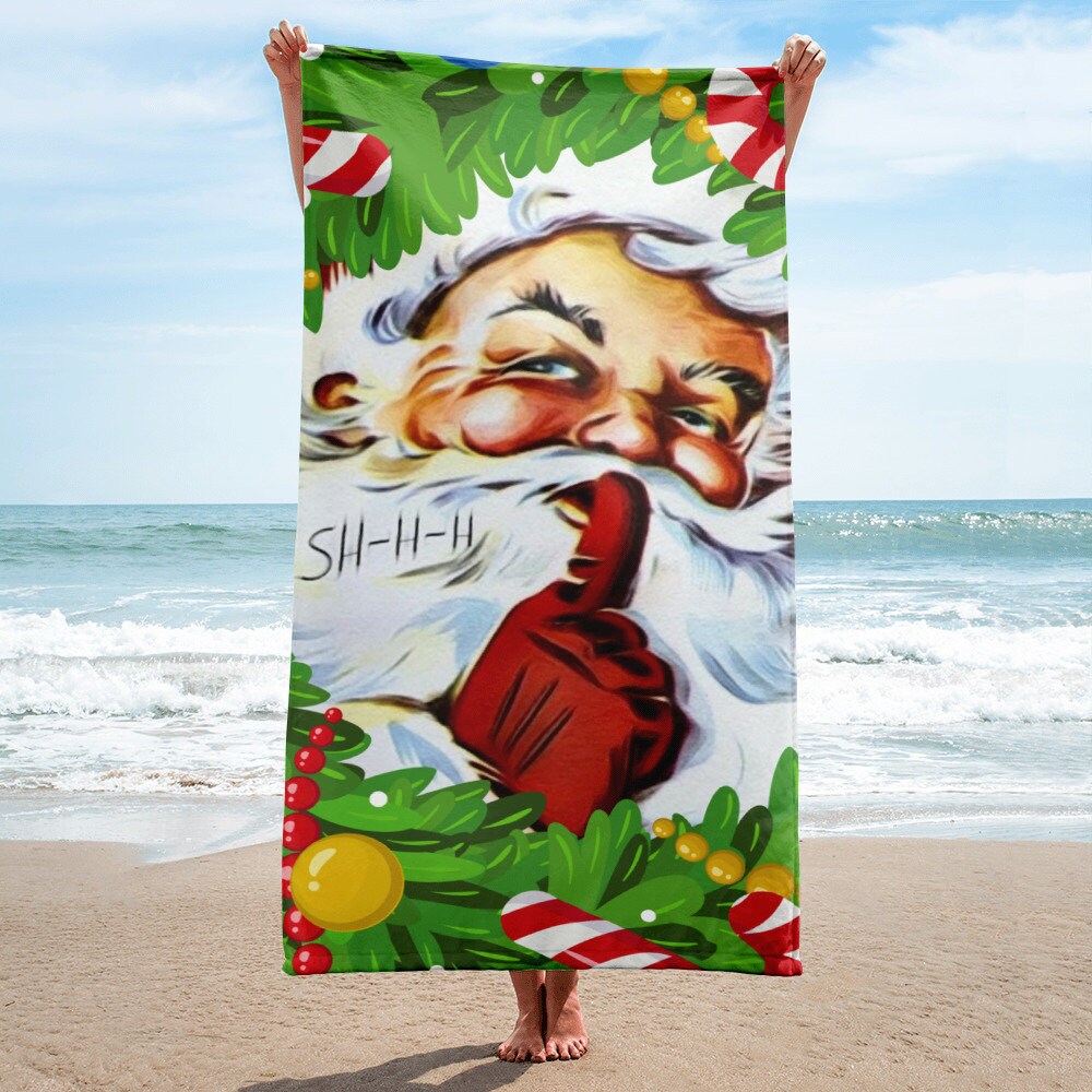 Christmas Vacation Santa Claus Retro Wreath All Over Print Shirt Vintage Holiday Beach Towel
