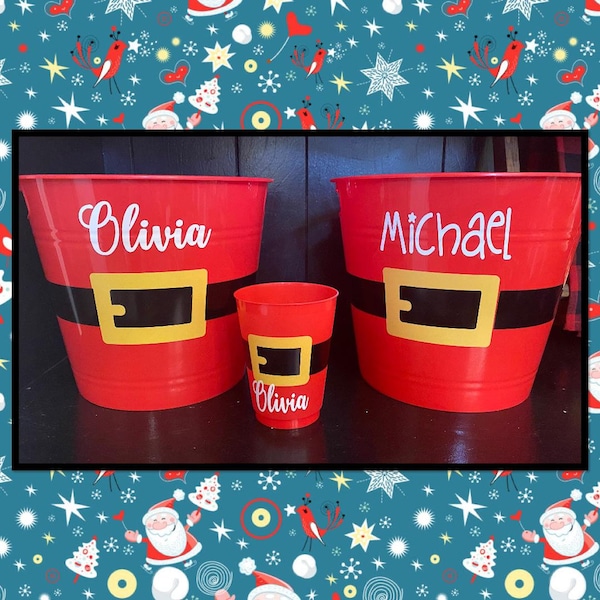 Santa Belt - Santa Tub - Santa Cup - Christmas Cup - Red Bucket - Christmas Gift Wrap - Gift Wrap -