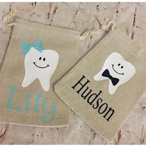 Personalized Tooth Fairy Bags - Tooth Holder - Tooth Pouch - Party Favors - Children - Tooth Fairy - Tooth jar