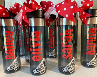 Personalized Cheerleading Water Bottle Tumbler Gifts For Cheerleaders Cheer Gifts Cheer Water Bottle