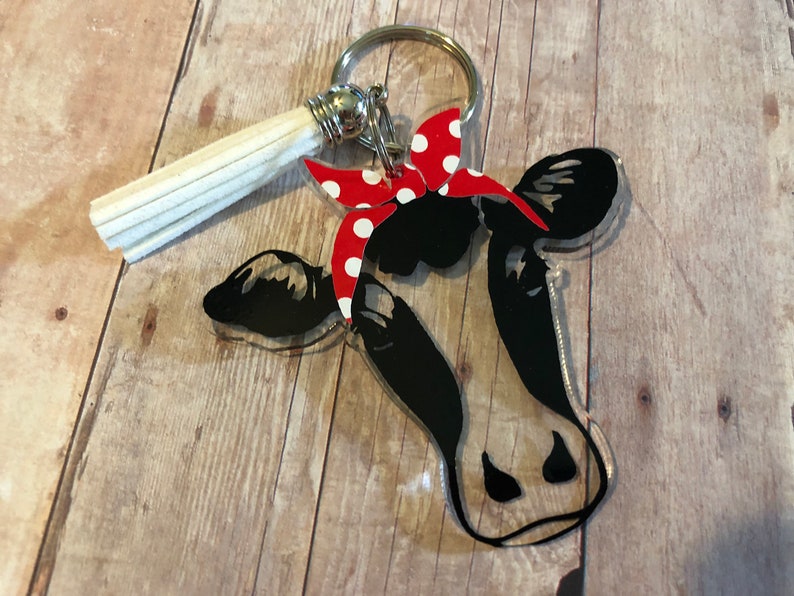 Handbag Cow Key Fob Cow with Red Bandana Farmhouse Key Fob Cow Key Chain Cow Key Ring Accessories