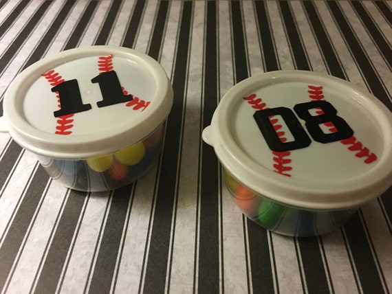 Lot of 10 Personalized Baseball Mini Containers Party Favors