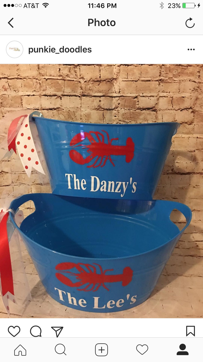 Personalized Lobster Tub Ice Bucket Lobster Bucket Gift Holder Easter