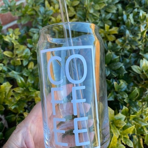 Iced Coffee Glass - Coffee Lover Glass - Beer Can Glass - Coffee Lover - Beer Glass - Coffee Drinkware - Glass Coffee Cup - Glass Straw