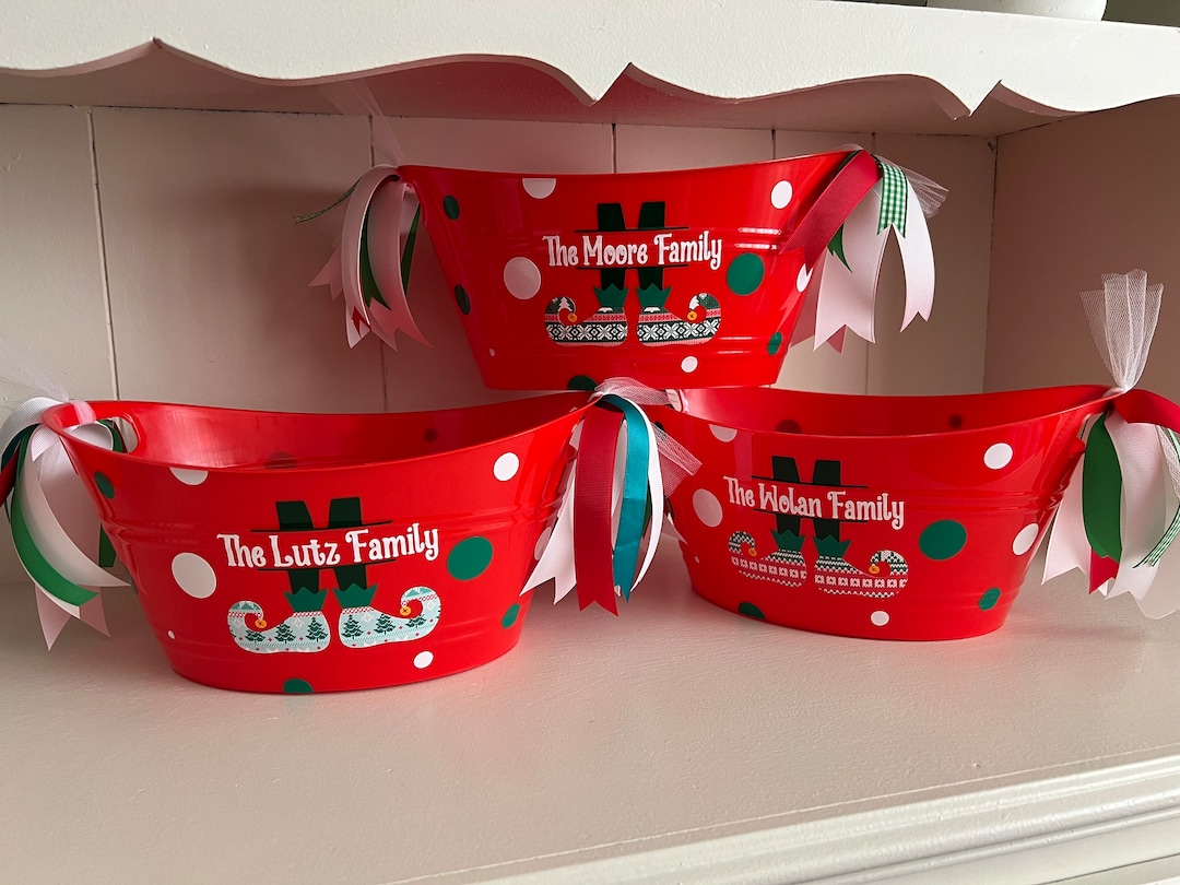 Personalized Christmas Gift Bucket Candy Holder Card Holder Hostess